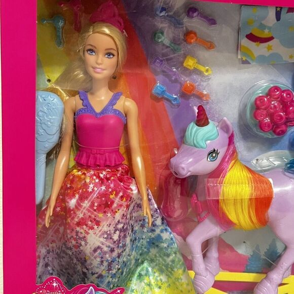 Barbie Dreamtopia Princess Doll and Unicorn Pet Playset 15+ Pieces Mattel GTG01 - Picture 4 of 16